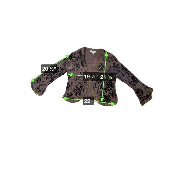 Vintage Anis A. Women's Large Brown 100% Silk Beaded Floral Velvet Cardigan - Picture 4 of 12